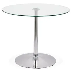 Table à diner design Euka 90 cm plateau Verre