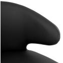 Fauteuil design Michel pieds bois similicuir Noir