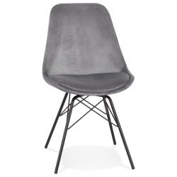 Chaise Design Dolce velours Gris